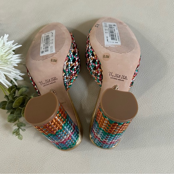 Antonio Melani x The Nat Note Riviera Rainbow Woven Metallic Slip-On Mules - Picture 16 of 16